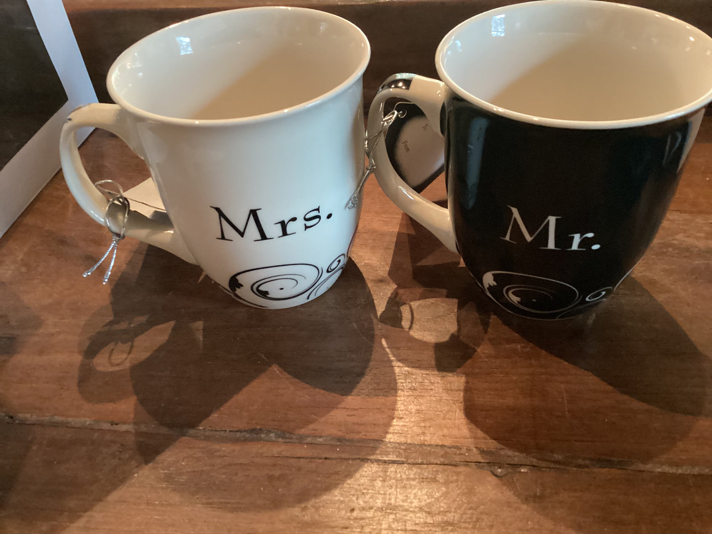 Mr and Mrs. Set of coffee ceramic mugs