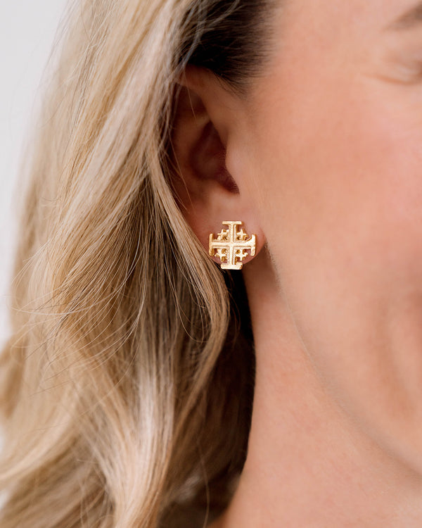 Susan Shaw Small Jerusalem Cross Earrings