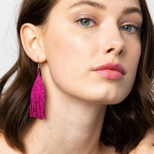 Seed Bead Solid Fringe Earrings