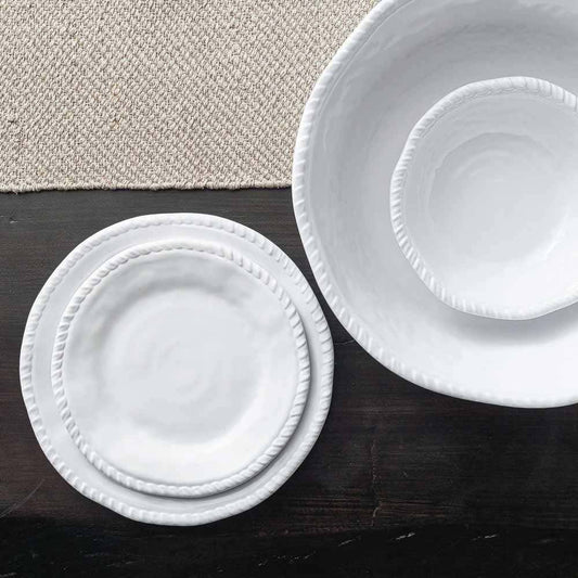 White Rope Edge Melamine Dinnerware