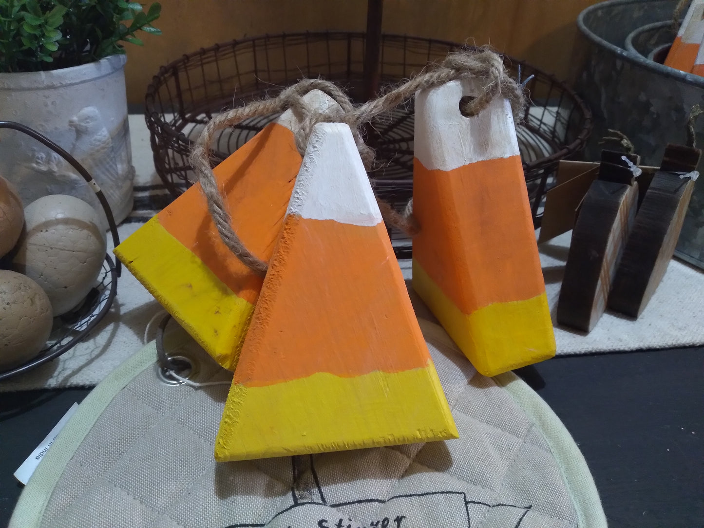 Set of 3 Wooden Candy Corn