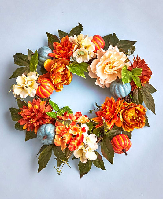 Lighted Pumpkin Wreath