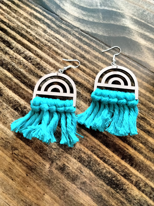 Wood Macrame Earrings
