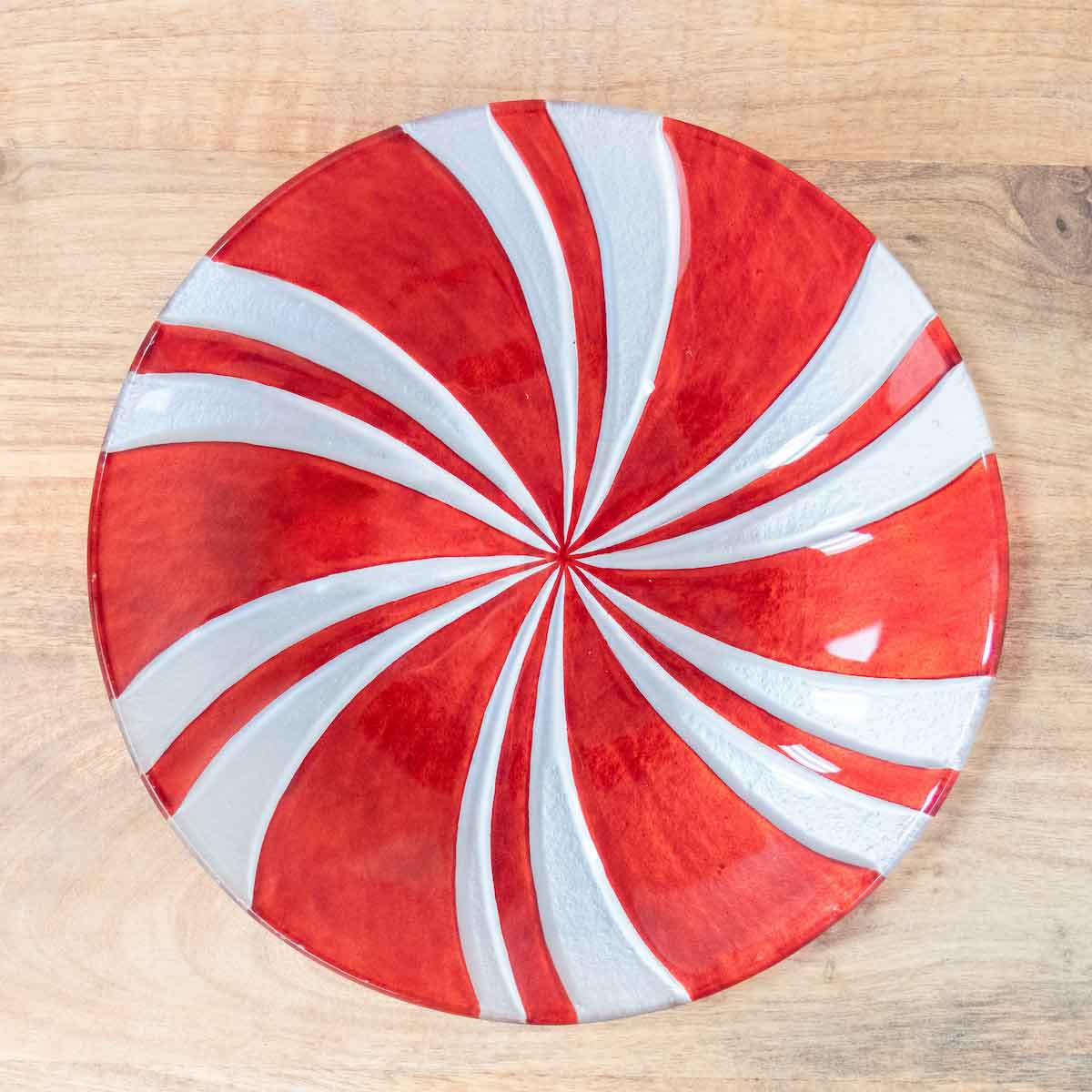 Peppermint Swirl Glass Platter