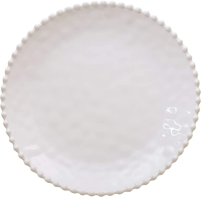 White Beaded Pearl Edge Melamine Dinnerware