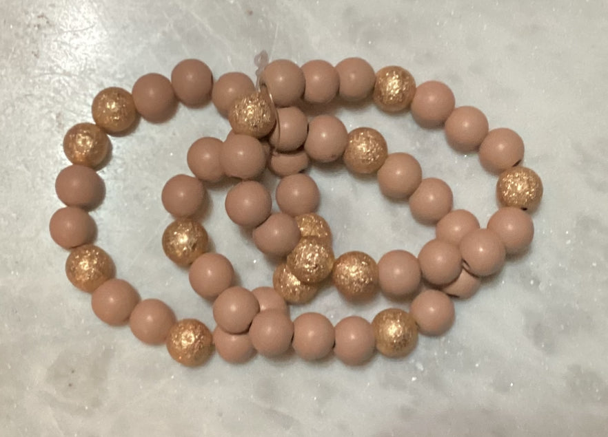 Beaded Bracelet with Gold Glitter Beads (set of 3)