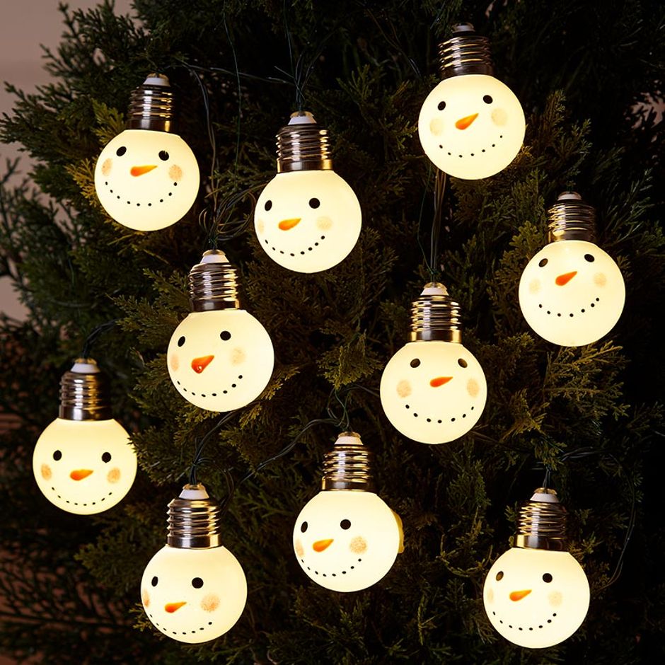 Solar Snowman Bulb String Lights