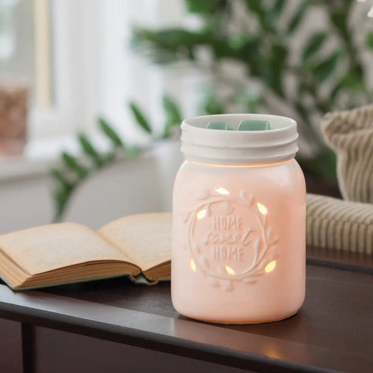 White mason jar wax melter