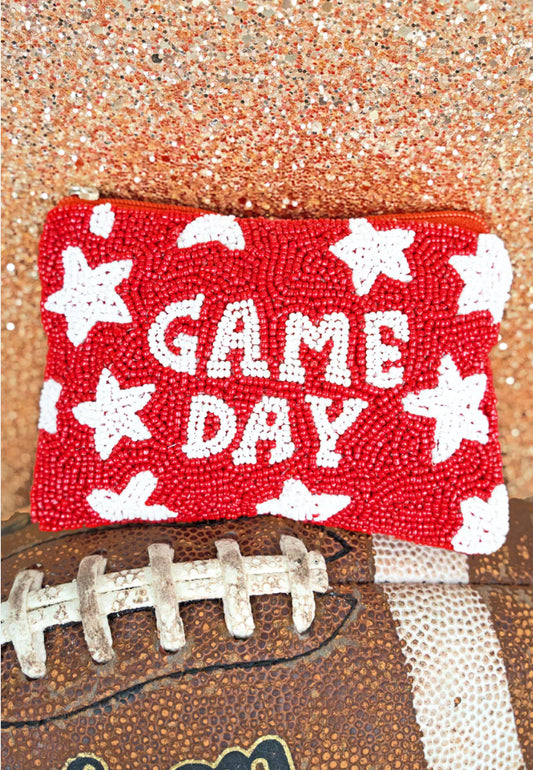 Seed Bead Game Day Coin Purse