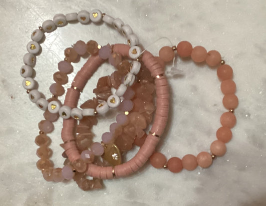 Pink Stone, With Heart Charm.