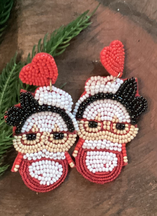 Seed Bead With Felt Back, Mrs. Claus