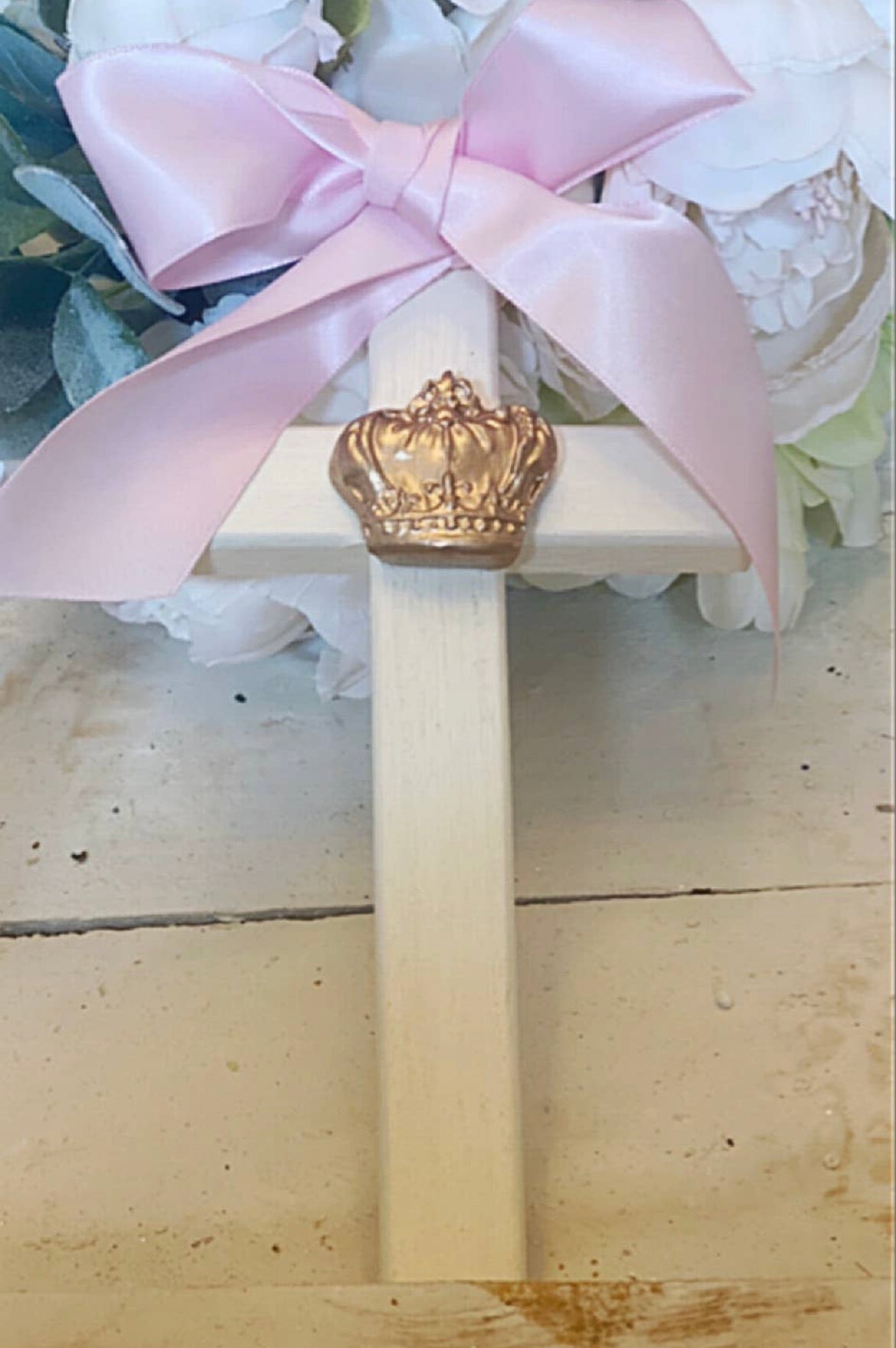 Wooden gold gilded crown cross