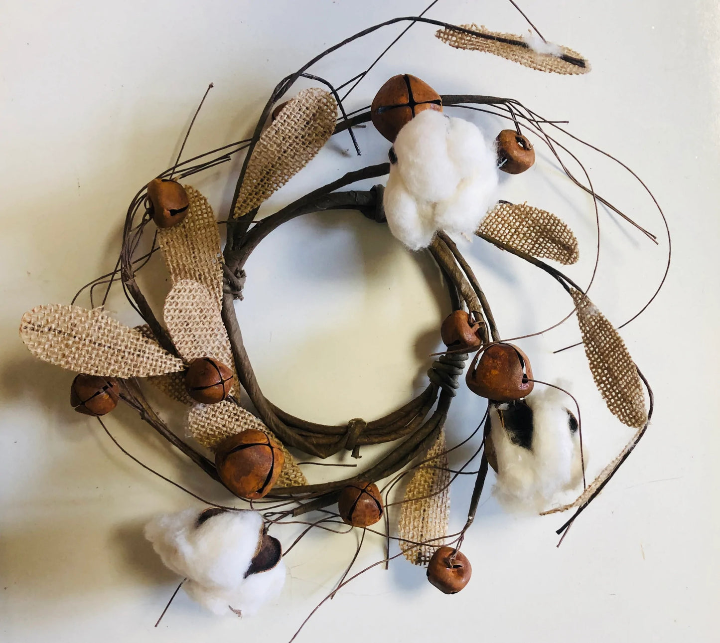 Rustic cotton candle ring