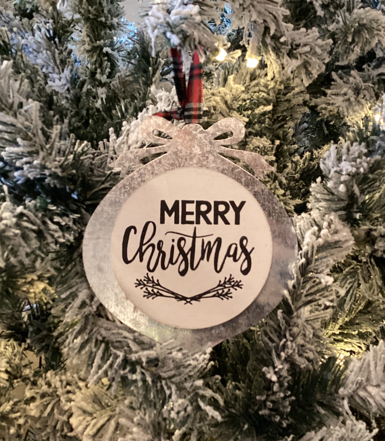 Merry  Christmas Metal And Wood Ornament