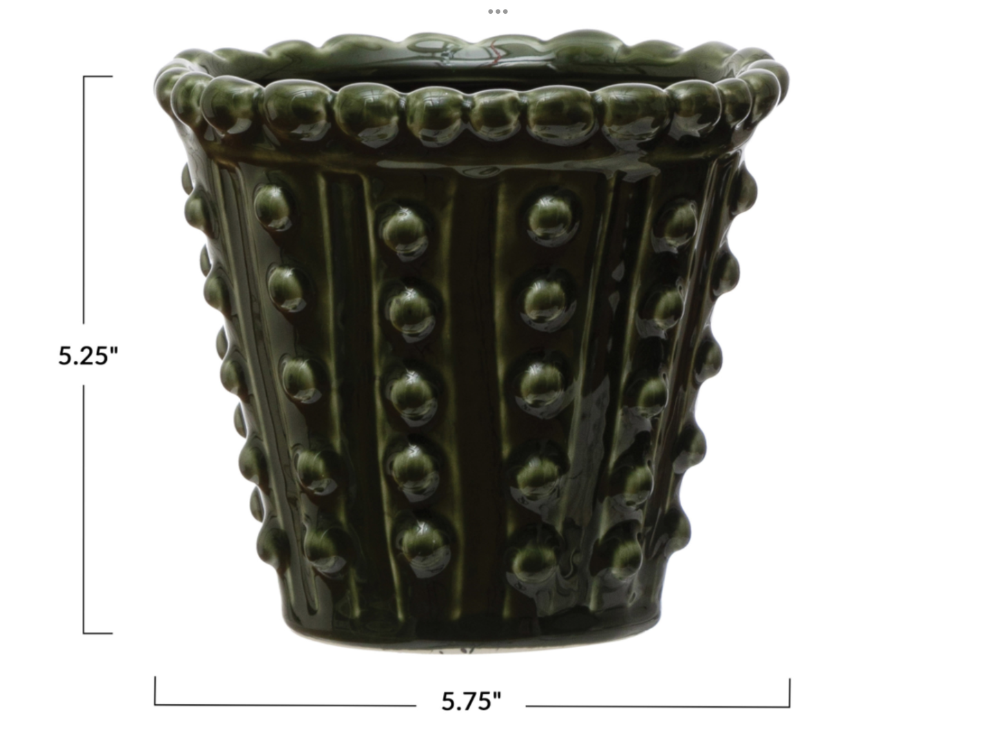 Green hobnail stoneware pot