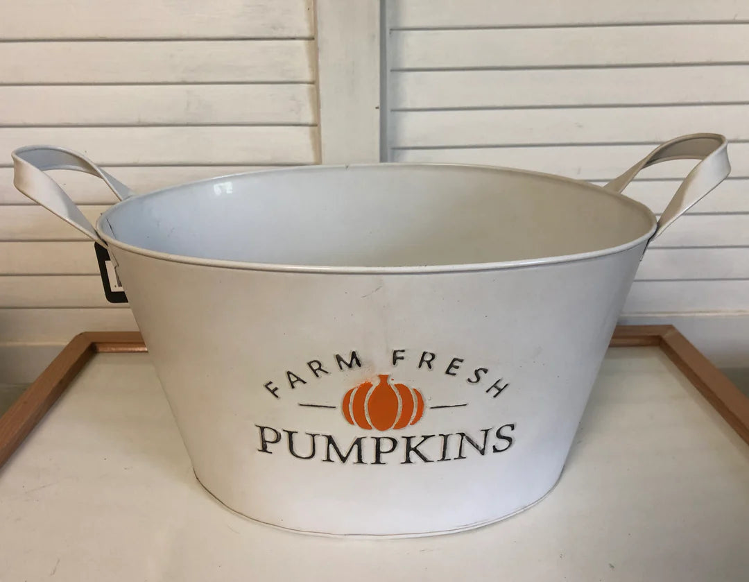 Large farm fresh pumpkin tin bucket