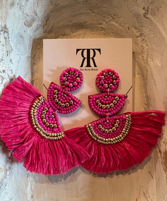 Pink seed bead earrings