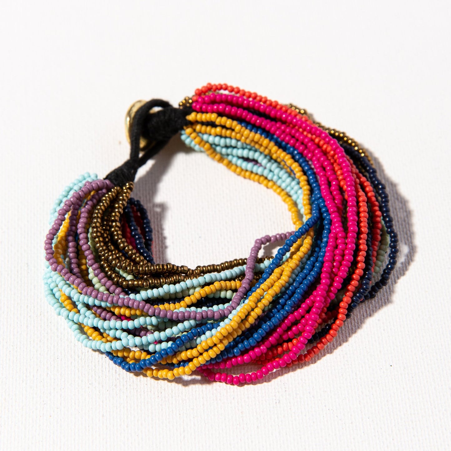 Multi-stripe multi-layer seed bead bracelet