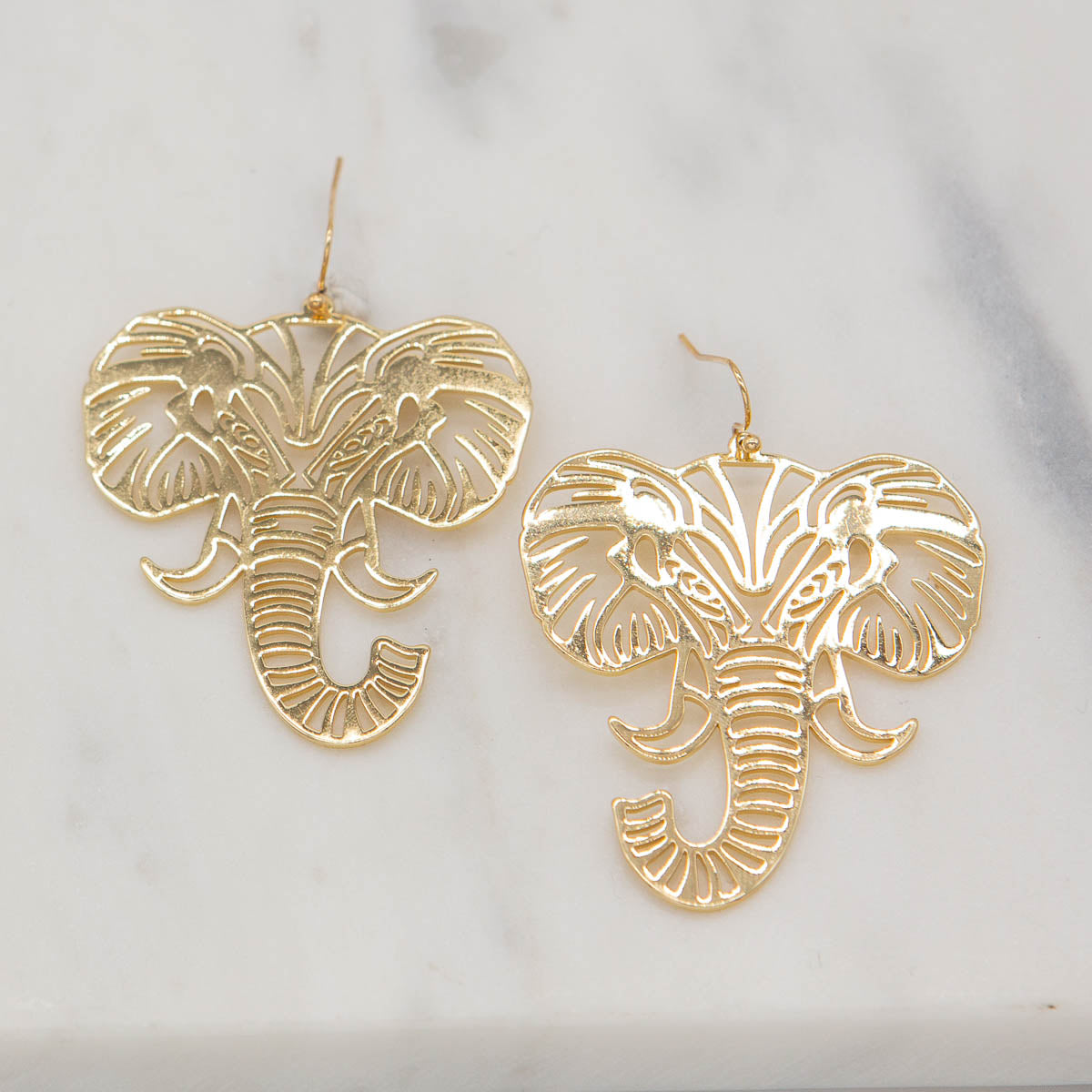 Gold Elephant Cutout Earrings
