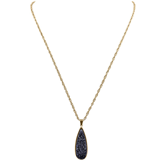 Raven quartz drop necklace