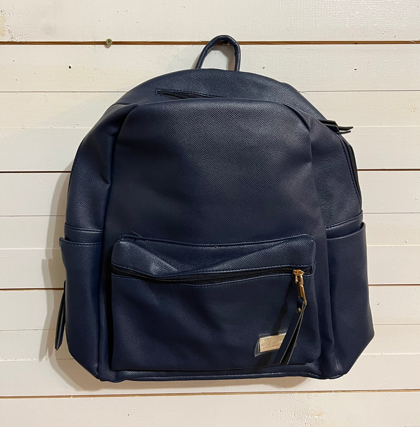 Navy leather backpack