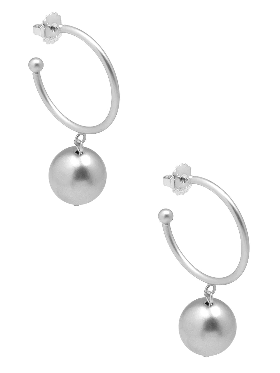 Hoop earring with matte metallic bead